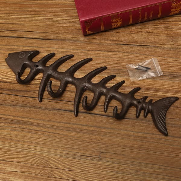 Coastal Cast Iron Decorative 4-Hook Key Rack, 13.7\" L x 4.9\"