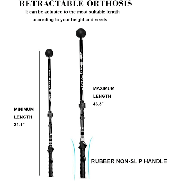 Golf Swing Trainer, Foldable Golf Swing Training Aid Stick, Improve Hinge Forearm Rotation Shoulder Turn Adjustable Golf S