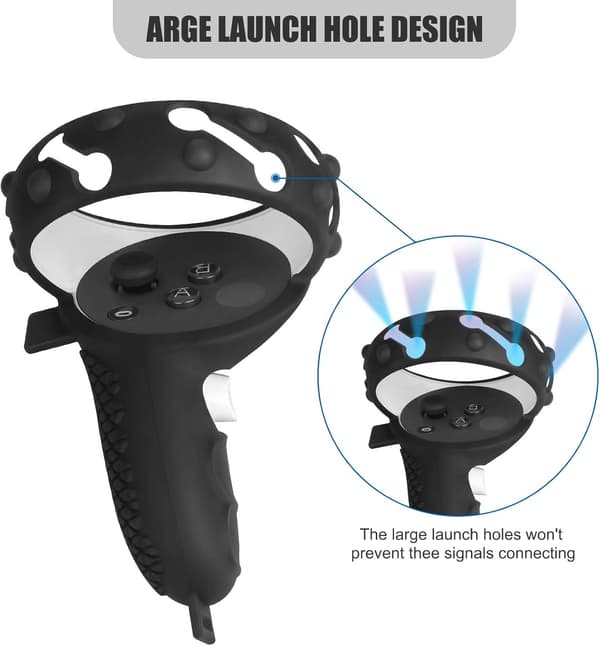 (Svart) Oculus Quest 2 Touch Controller Full Protective Cover med silikonring, Anti-Drop Protective Cover Accessory med justerbar håndstropp