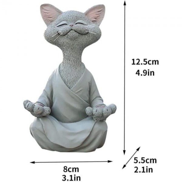 Meditasjonsstatue Kattstatue Zen Yoga Dekorasjon Figur Resin Med G