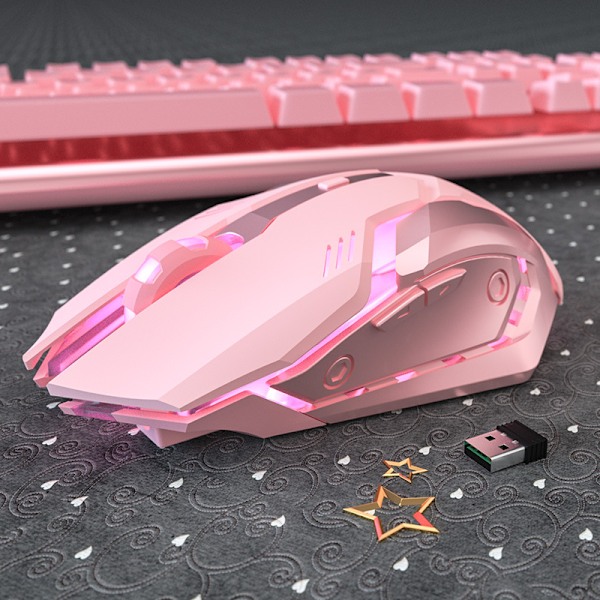 Bluetooth trådlös mus söt rosa stum spel laddningsbar Mo