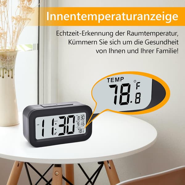 Väckarklocka, Liten Digital Väckarklocka, 5,1\" LCD-skärm med black