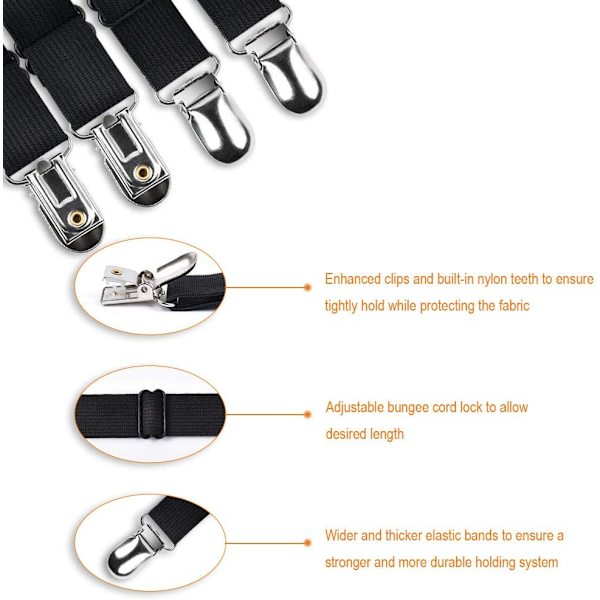 Sengeskærmclips, 4 stk. Justerbare sengestropper Heavy Duty Bed S