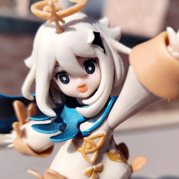 Solid PVC Yuanshen Stående Söta Lilla Paimon Q Version Paimo