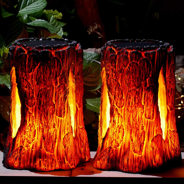 Solcellelamper utendørs, Stump On Fire Torch Lights, Flimrende F