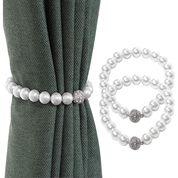 2-pack vita pärlor magnetiska gardiner, enkel och el