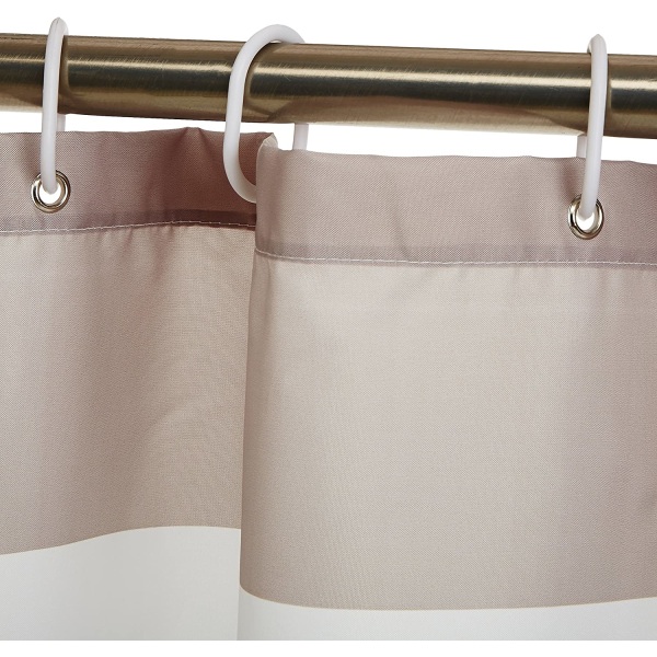 Dusjforheng i trykt stoff 180 x 180 cm, Lysebrun/Beige