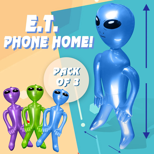 32'' Jumbo Oppblåsbar Alien 3 Packs - Oppblåsbar Alien Toy for