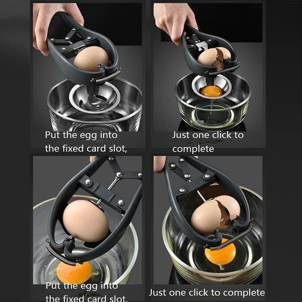 Rusta Egg Cracker i rustfritt stål, automatisk eggknuser, rustfritt stål eggkutter, eggeskiller, kreative kjøkkenverktøy (svart)