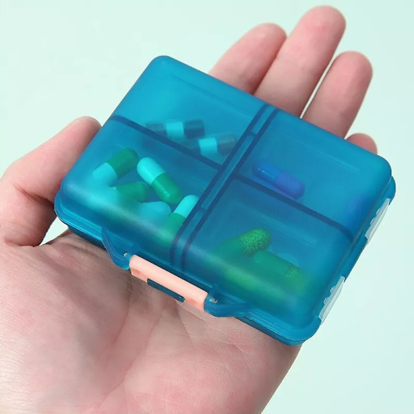 4-pack bärbar resemedicinbox, fickapotek, liten veckolig medicinbox, fyra färger