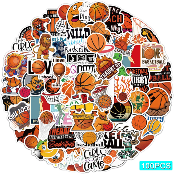 100 Pack Basketball Graffiti Stickers - Morsomme Basketball Fan Vin