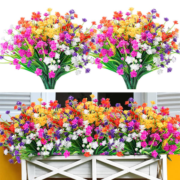 10 stk. utendørs kunstige blomster, plastblomsterdekorasjon