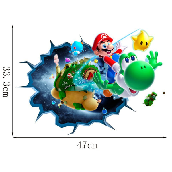 Et 33,3 cm × 47 cm vægklistermærke Mario-plakat, vægdekoration Sup
