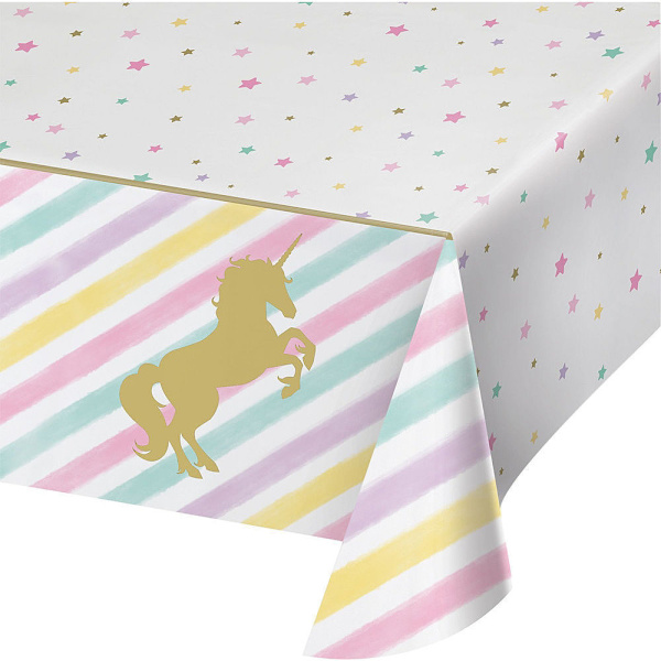 Barnkalas Tan Unicorn Party PE-bordsduk Engångsbruk