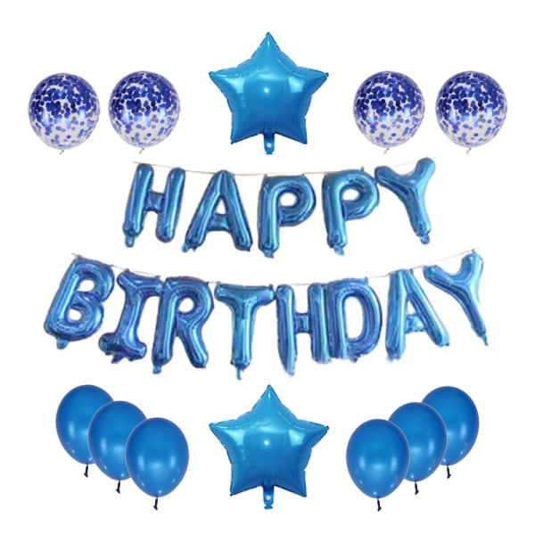 25 syntymäpäiväjuhlakoristeet ilmapallot (sininen), ruusukulta onnellinen b