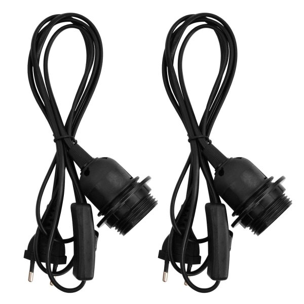 2 x E27 uttag (svart) med strömbrytare, E27 taklampssockel med