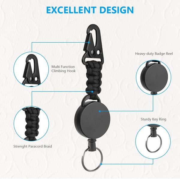 2 stk. Heavy Duty Snap-on Badge Holder, Retractable Badge Reel Cli
