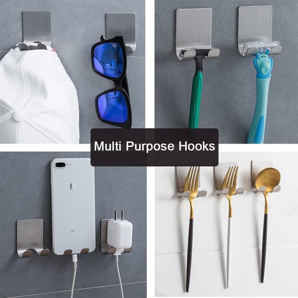 Plug Hooks Selvklebende Barberhøvelholder Kroker, 4 stk Rustfritt Stål