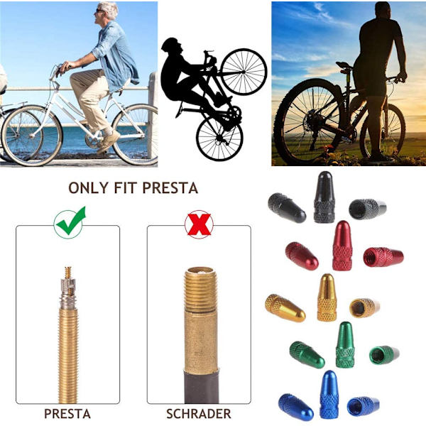 25 st cykelventilhattar, flerfärgad anodiserad aluminiumlegering C