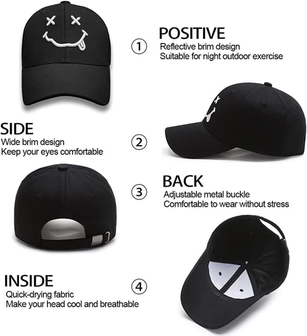 Baseball Cap, Bomull Anti-Sun Baseball Cap med Brodert, Mann