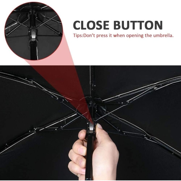Rødvin sammenleggbar paraply, mini parasoll, lomme og reiseparaply