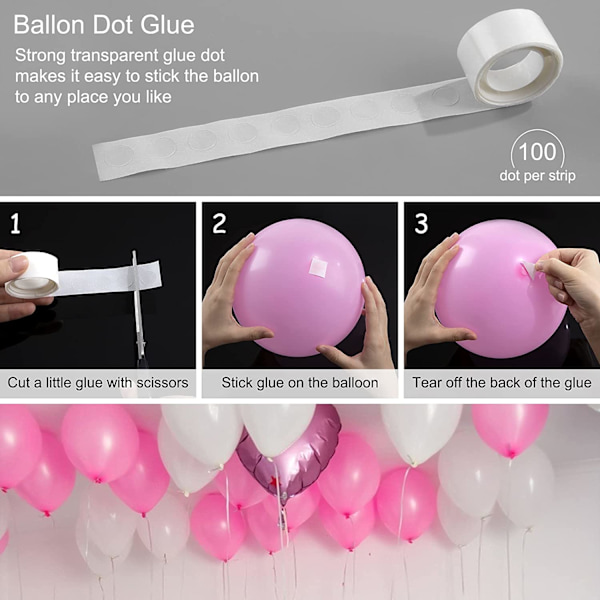 Arch Tape Strips Kit, 30 stk. Ballonbue Dekorationsstrimmel, Gl