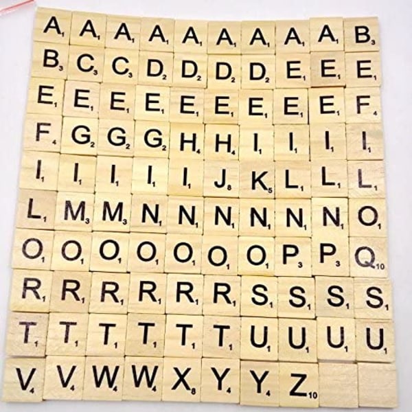 Trebokstaver fra puslespill alfabeter A til Å, 100 Tre, svart