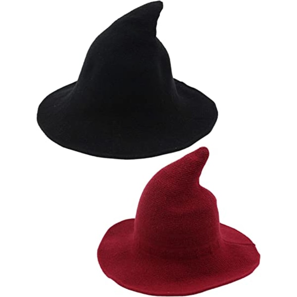 2-pack Halloween häxhatt varma ullhattar för kvinnor Hal