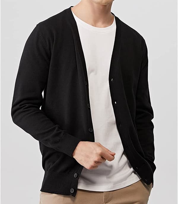 (m)Herre Cardigan med Knapper, Letvægtsstrik