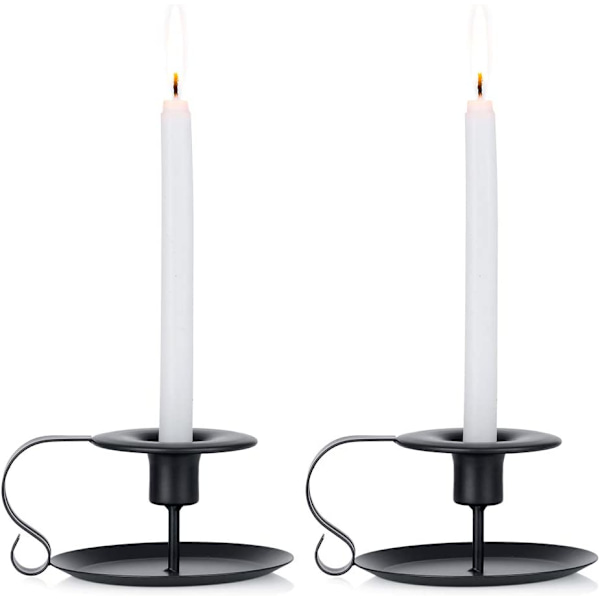 2 stk. Vintage smidd jern kjegleformet lysestakehylle, C