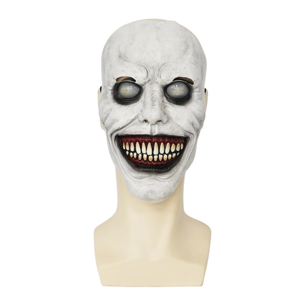 Halloween horror mask COS smile eksorcisme white eye latex mas