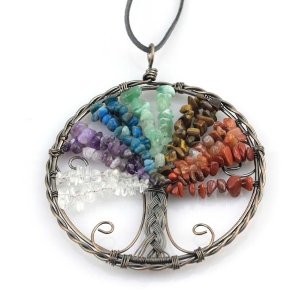 7 Chakra Reiki Healing Crystal Tree of Life Ornament Line Quartz