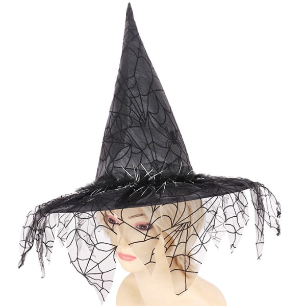 Halloween heksehat mesh troldmandshat makeup kostume rekvisitter cos