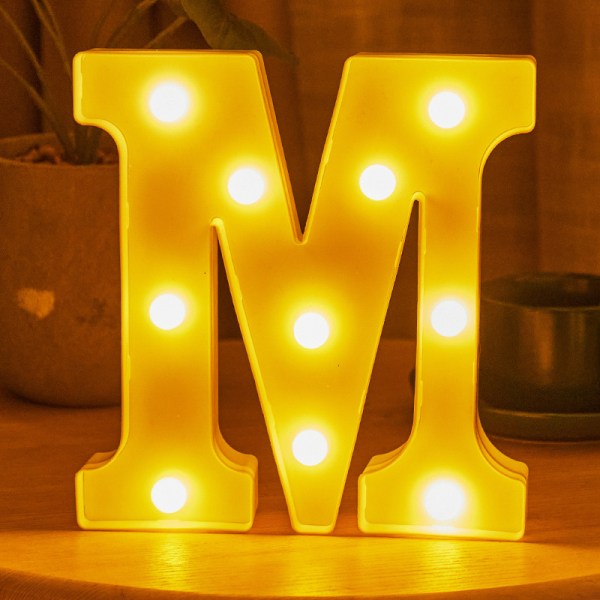 Bokstaven m Ljusbokstäver Upplyst Alfabetisk Lampa LED Bokstav