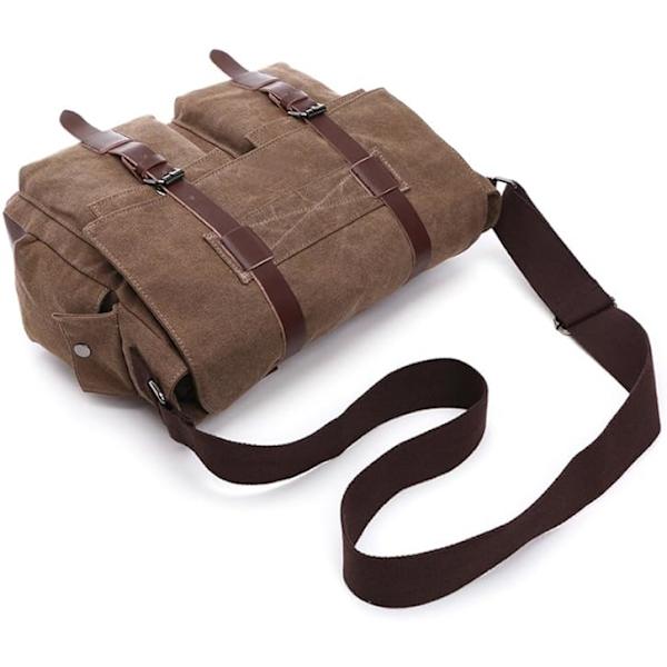 Herr Canvas Axelväska(Kaqi) Messenger Bag Canvas Väska Axelväska Datorväska Messenger Bag Retro enkel axelväska