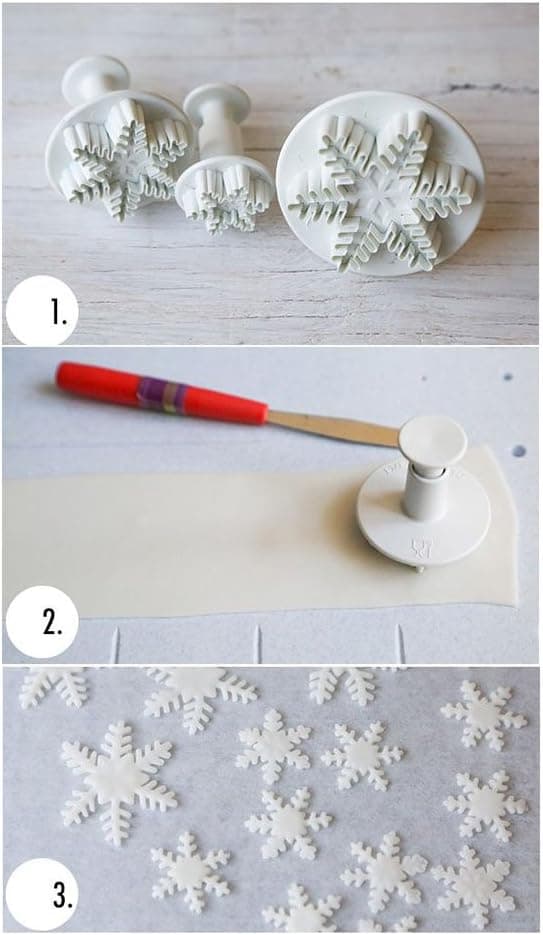 Snöflinga kakmodellverktyg, set med 6 snöflingeformade kakformar