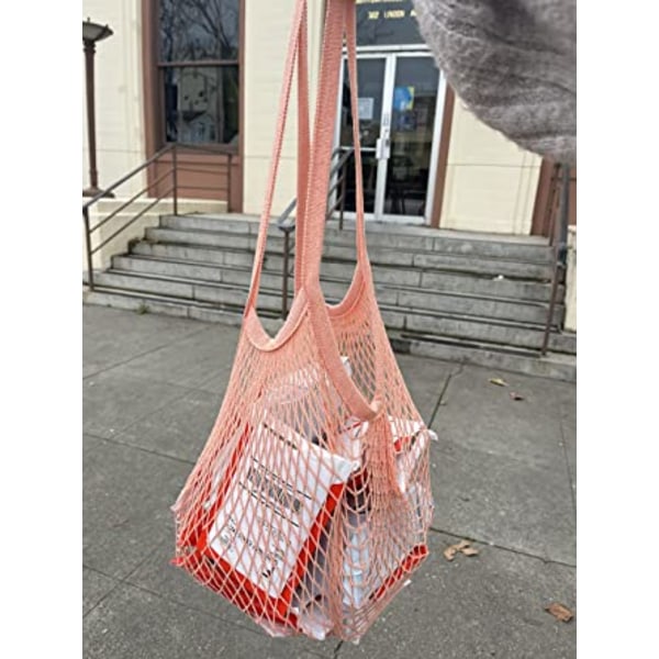 Mesh Net Bag med lång axelrem, stretchbar, återanvändbar