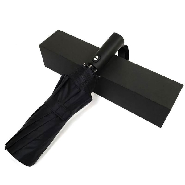 1kpl musta automaattinen taitettava sateenvarjo, korkealaatuinen miesten sateenvarjo