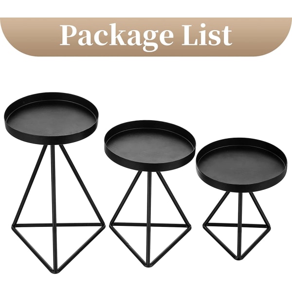 Metalliset kynttilänjalat - set mustaa kynttilänjalkaa, moderni geo