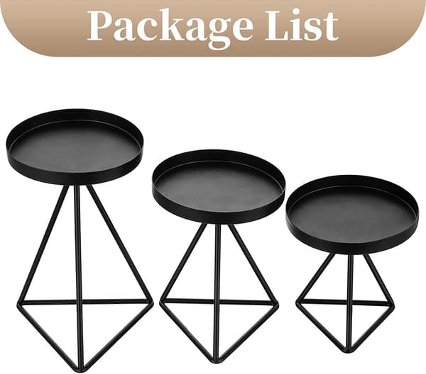 Metalliske lysestaker - Sett med 3 sorte lysestaker, moderne Geo