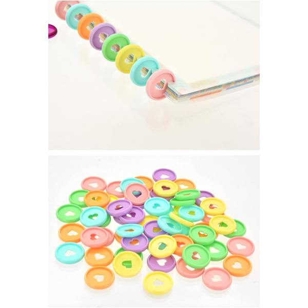 24MM. 100 plast ringe (tilfældig farve), flerfarvede bindinger