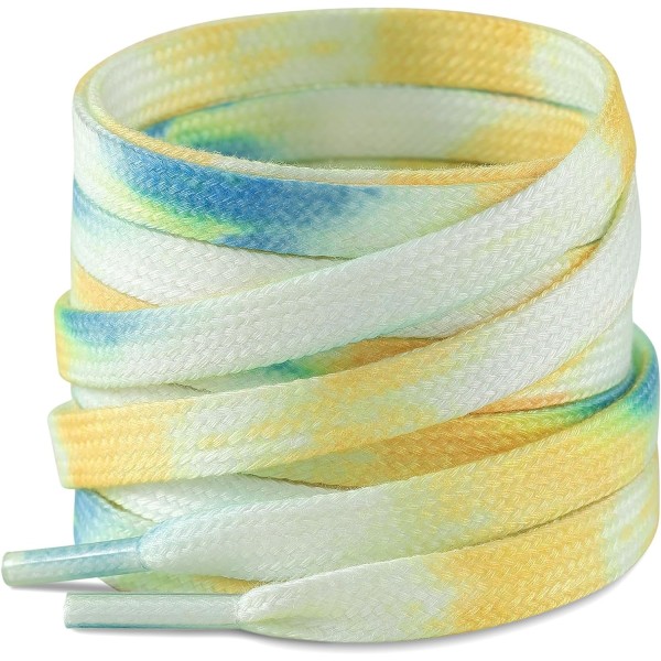 Tie Dye Farve Flade snørebånd [2 par] 8 mm på 160 cm Superior Q