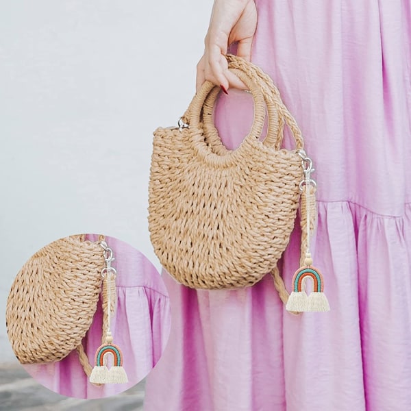 Pakke Regnbue Bil Hengende Blonde Ornament med Treperler (Rosa) for Bilveggdekor