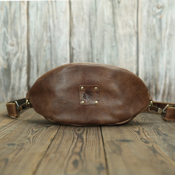 Ruskea Vintage-New Crazy Horse nahkainen Rugby-laukku miehille Vintage vino