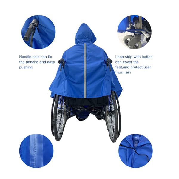 Premium Universal Vanntett Poncho med hette, Rullestolregn C