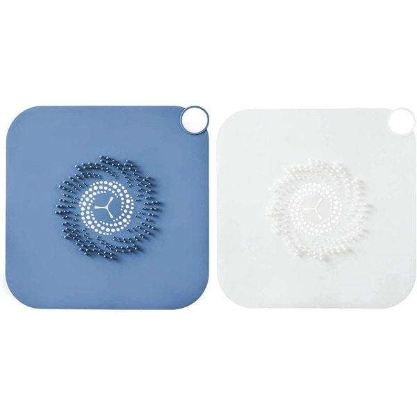 Blå, Vit - Set med 2 silikonavloppsfilter, Anti-halk hår Ca