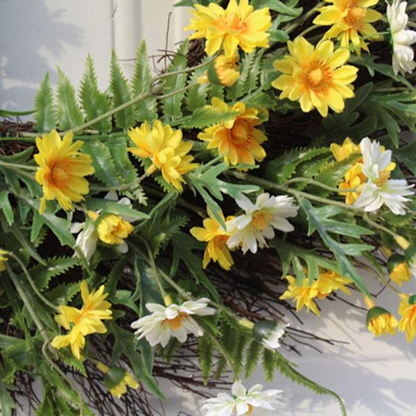 22 tommers krans med tusenfryd, kunstig blomsterkrans for vår til inngangsdøren