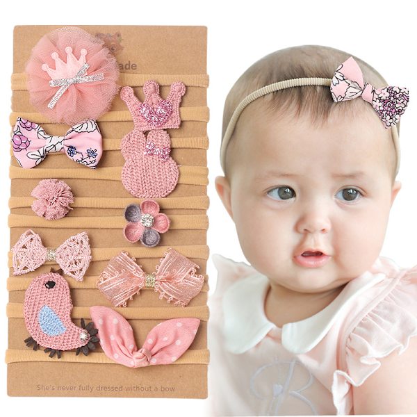 10-pack D Baby pannband, One Size Baby Girl pannband hårband