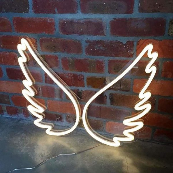LED neonljusskylt Angel Wing USB styrda nattlampor Decorati
