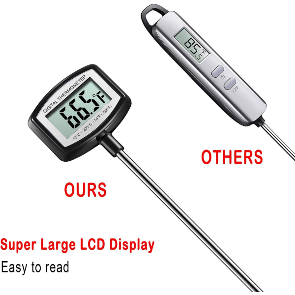 Stor LCD-kötttermometer - 5,3 tum superlång sond - Digit